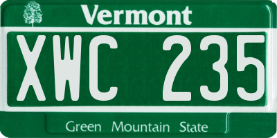 VT license plate XWC235