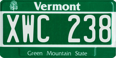 VT license plate XWC238