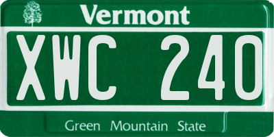 VT license plate XWC240