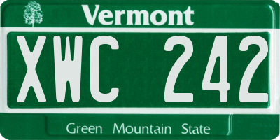 VT license plate XWC242