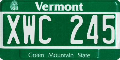VT license plate XWC245