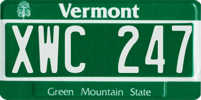 VT license plate XWC247