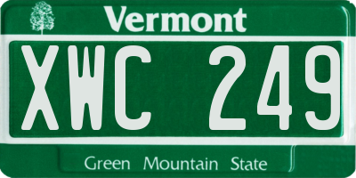VT license plate XWC249