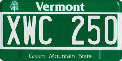 VT license plate XWC250