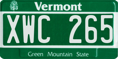 VT license plate XWC265