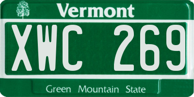 VT license plate XWC269