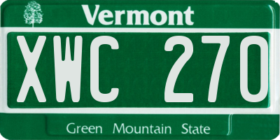 VT license plate XWC270