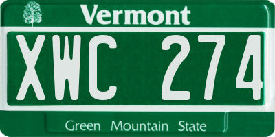 VT license plate XWC274