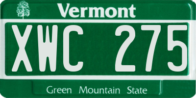 VT license plate XWC275