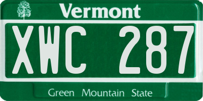 VT license plate XWC287