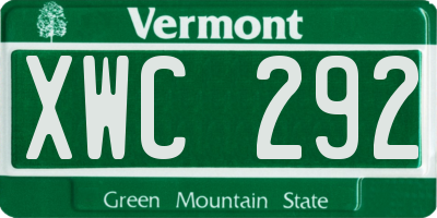 VT license plate XWC292