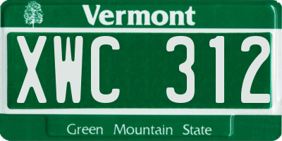 VT license plate XWC312