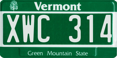 VT license plate XWC314