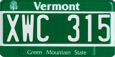VT license plate XWC315