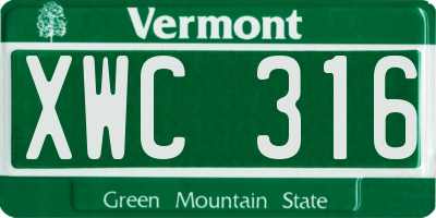 VT license plate XWC316