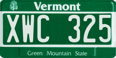 VT license plate XWC325