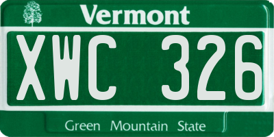 VT license plate XWC326
