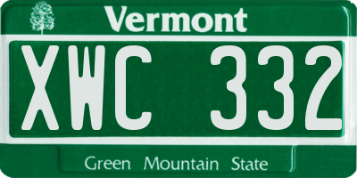 VT license plate XWC332