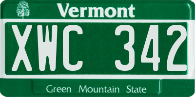VT license plate XWC342