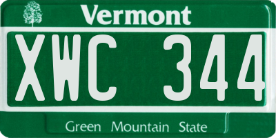 VT license plate XWC344