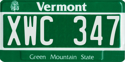 VT license plate XWC347