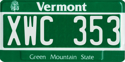 VT license plate XWC353