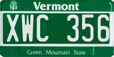 VT license plate XWC356
