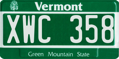 VT license plate XWC358