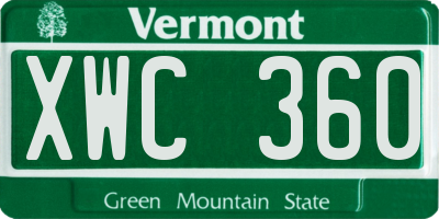 VT license plate XWC360