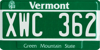 VT license plate XWC362