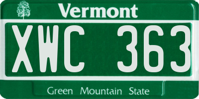 VT license plate XWC363