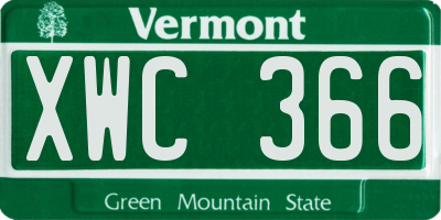 VT license plate XWC366