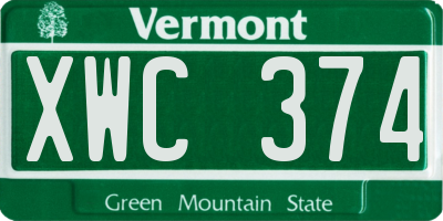 VT license plate XWC374