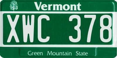 VT license plate XWC378