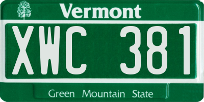 VT license plate XWC381
