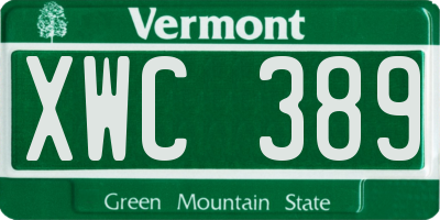 VT license plate XWC389
