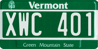 VT license plate XWC401