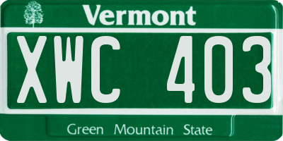 VT license plate XWC403