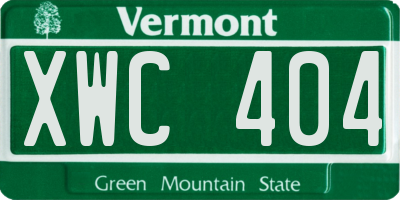 VT license plate XWC404