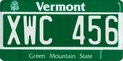 VT license plate XWC456
