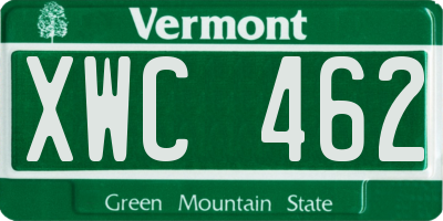 VT license plate XWC462
