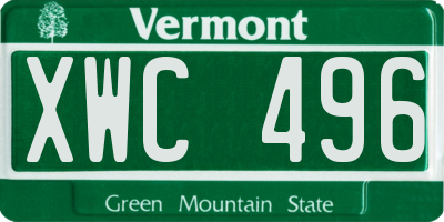 VT license plate XWC496