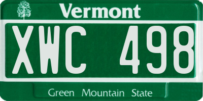 VT license plate XWC498