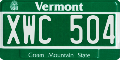 VT license plate XWC504