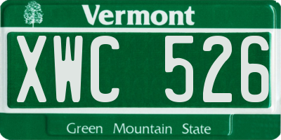 VT license plate XWC526