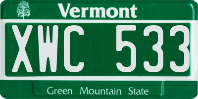 VT license plate XWC533