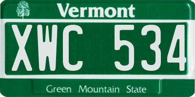 VT license plate XWC534