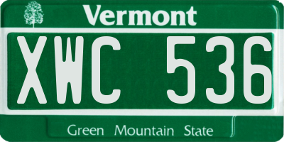 VT license plate XWC536