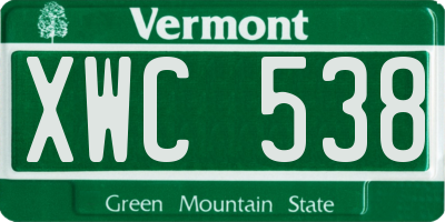 VT license plate XWC538