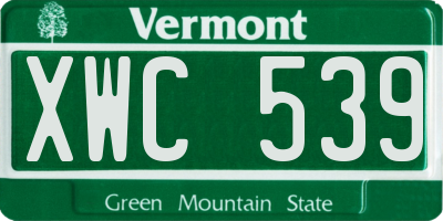 VT license plate XWC539